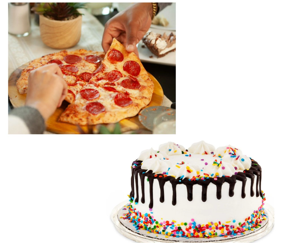 pizza + cake