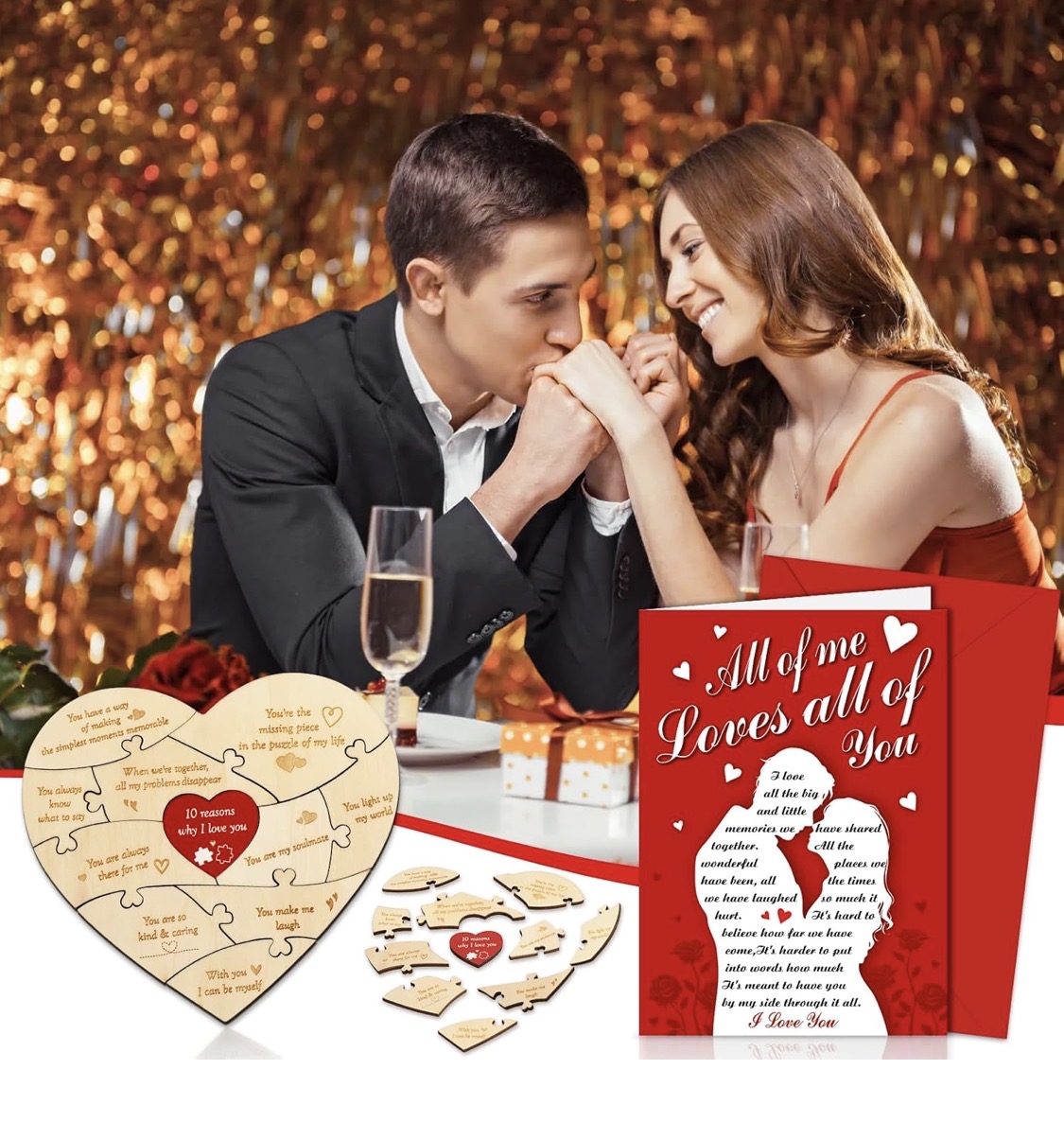 10 Reasons Why I Love You Hearts Puzzle Wooden Set