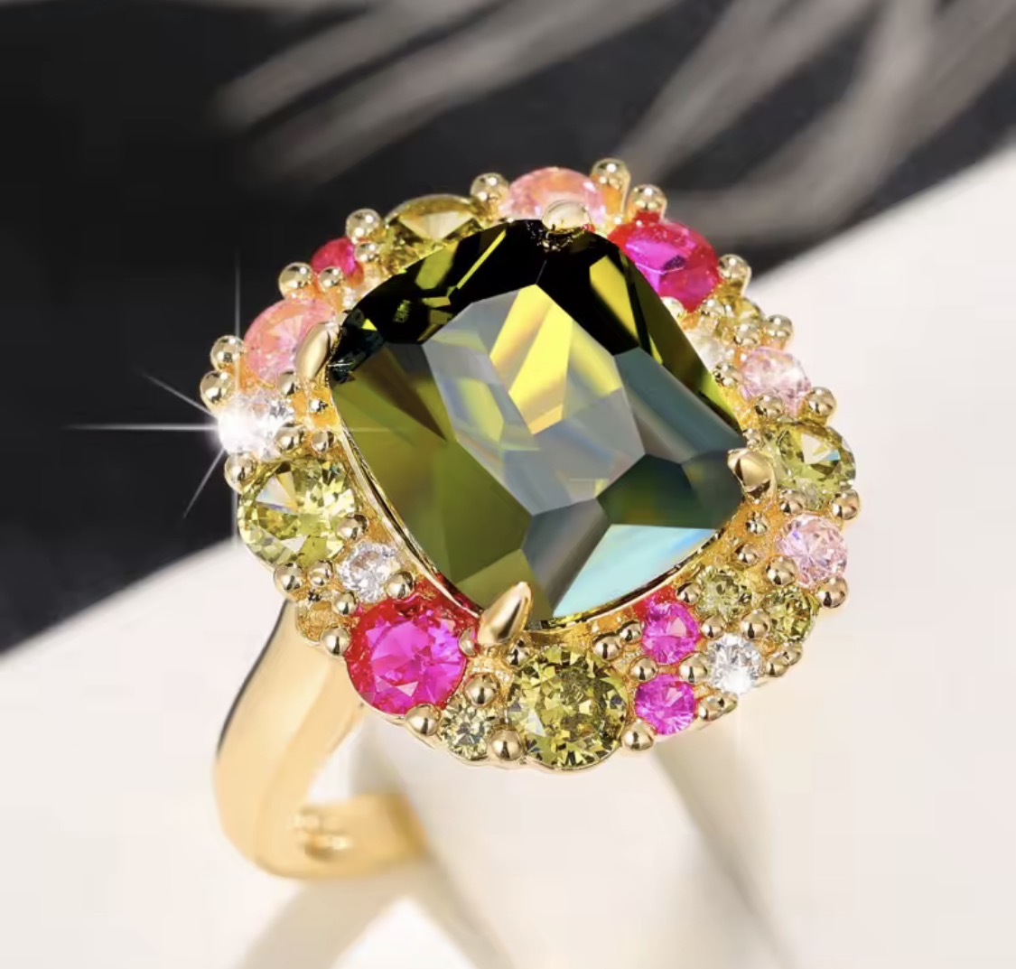 Green Cubic Zirconia Rings for Women