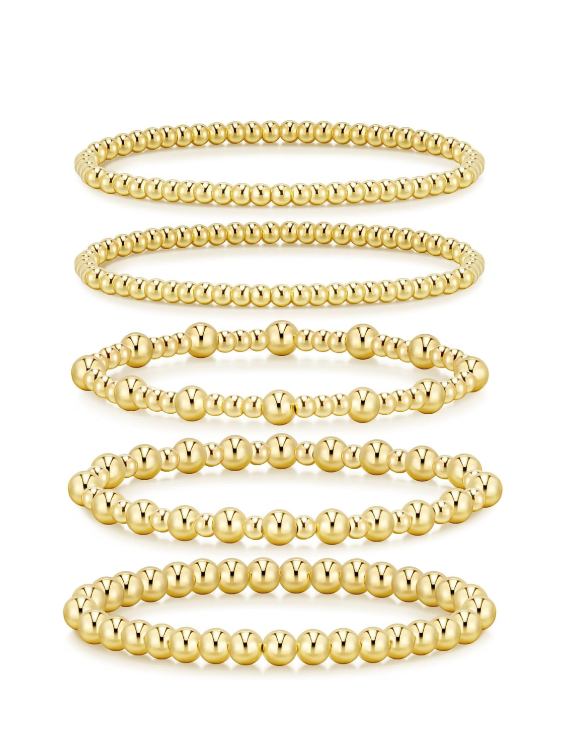 14K Gold Plated Beaded Ball Bracelets for women