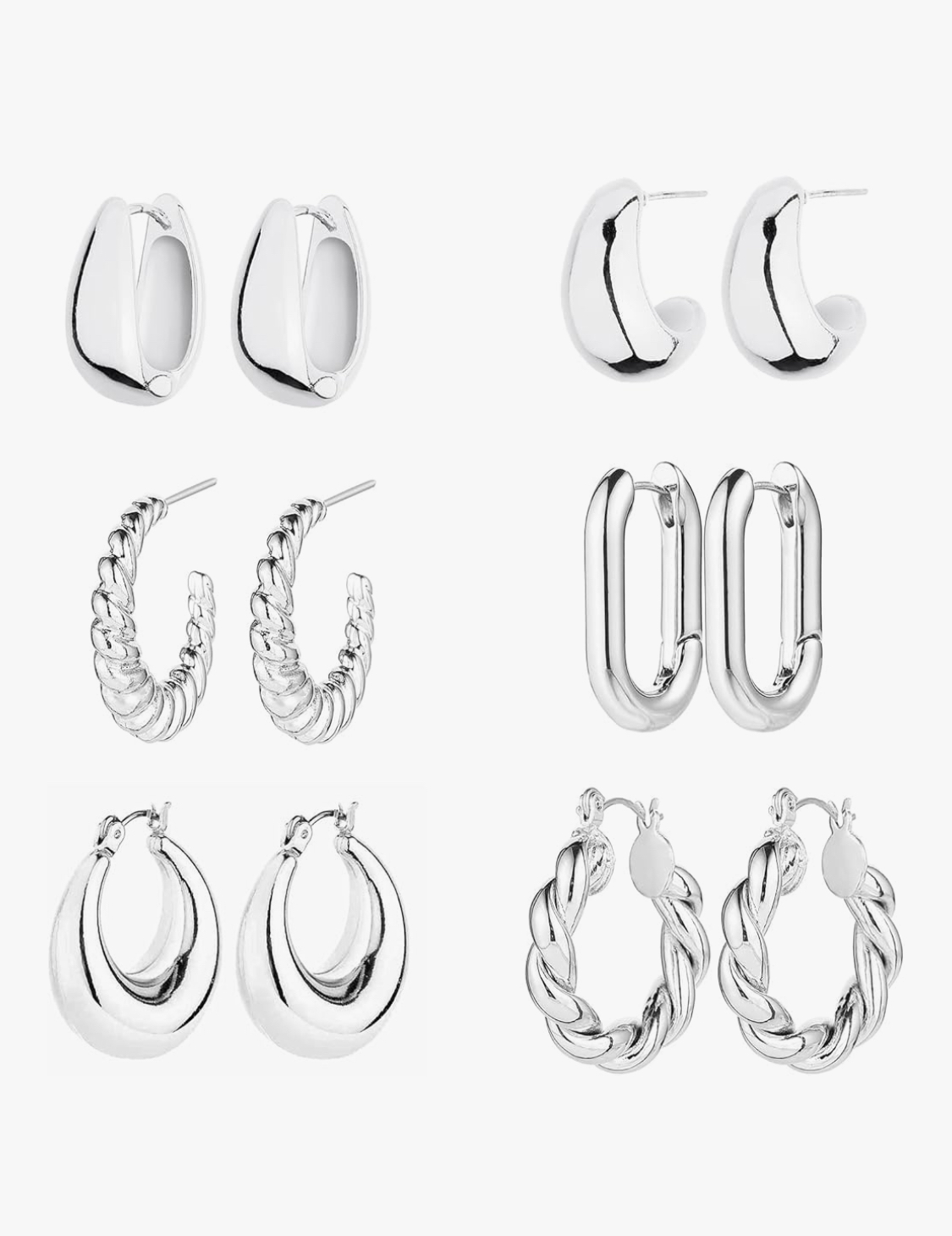 6 Pairs 14K Gold Plated Hoop Earrings for Women