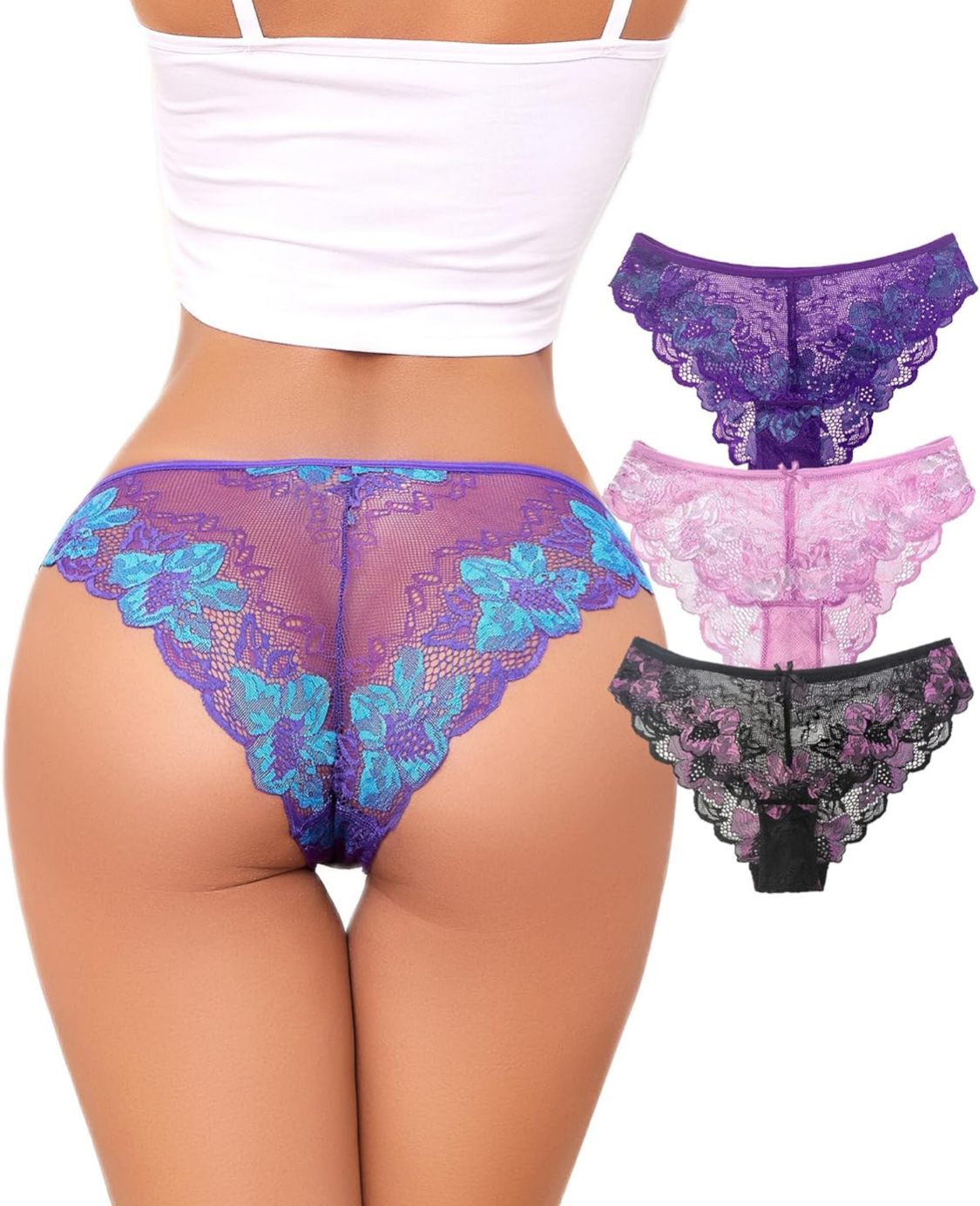 3 piece breathable Lace underwear for women