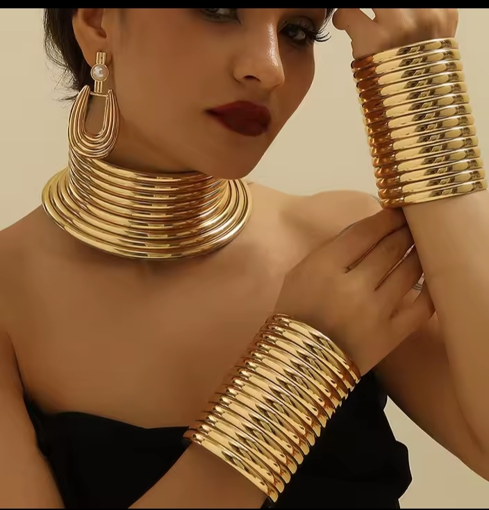 5Pcs Set Vintage Leather African Jewelry Set