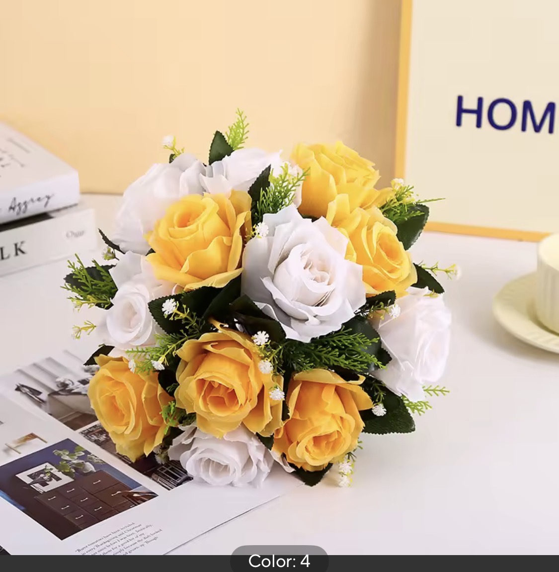 Artificial Flower Ball Plastic Green Mesh Base