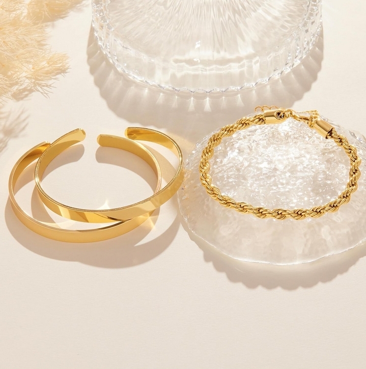 Plated Bangle Cuff Bracelet