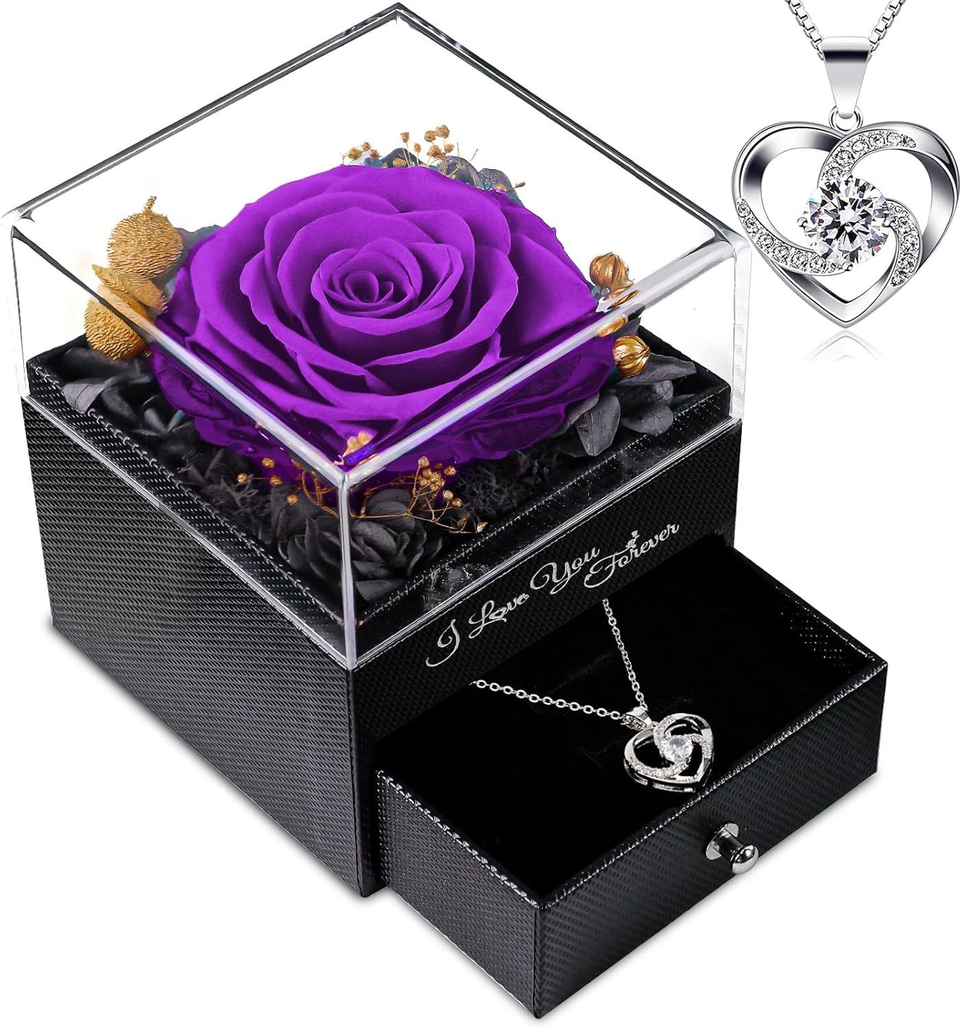 Purple Rose with Necklace